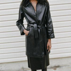 Express leather Trench Coat Size 11/12 Black